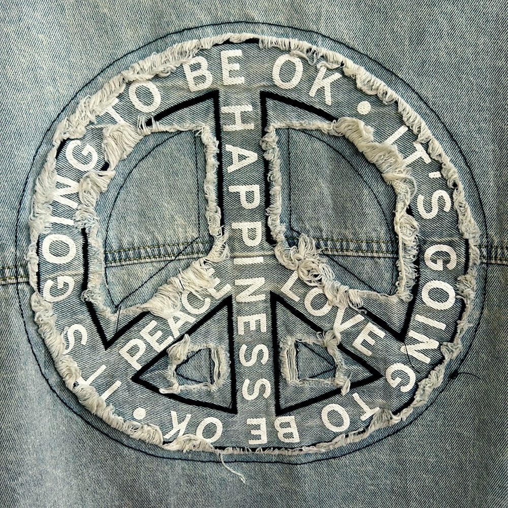 NWOT vintage Havana peace sign jean jacket